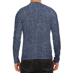 Vintage Blue Denim Jeans Print Men's Long Sleeve Rash Guard
