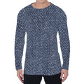 Vintage Blue Denim Jeans Print Men's Long Sleeve T-Shirt