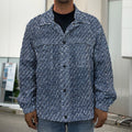 Vintage Blue Denim Jeans Print Men's Shirt Jacket