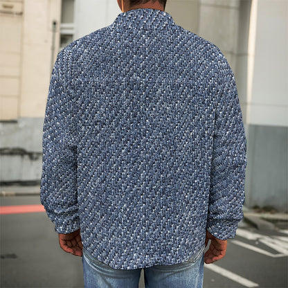 Vintage Blue Denim Jeans Print Men's Shirt Jacket