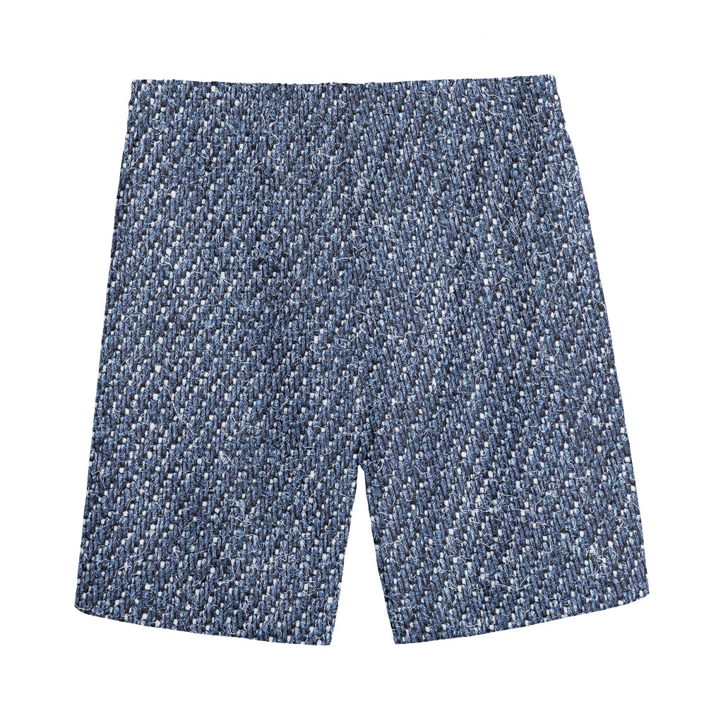 Vintage Blue Denim Jeans Print Men's Sports Shorts