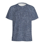 Vintage Blue Denim Jeans Print Men's Sports T-Shirt