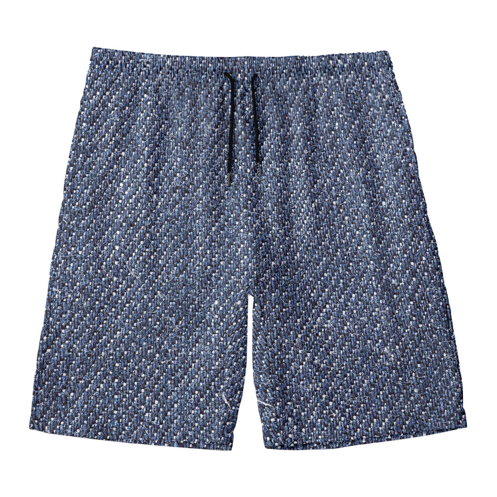 Vintage Blue Denim Jeans Print Men's Swim Trunks