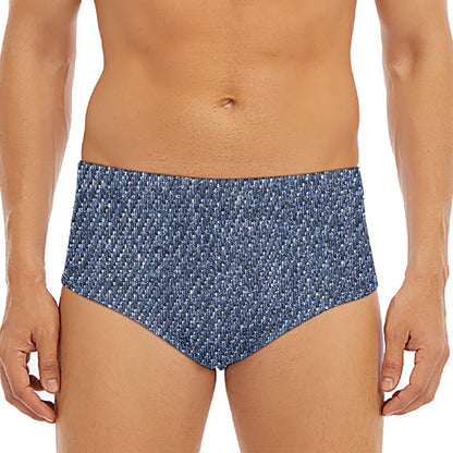 Vintage Blue Denim Jeans Print Men's Triangle Swim Briefs