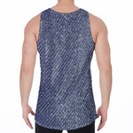Vintage Blue Denim Jeans Print Men's Velvet Tank Top