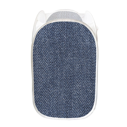 Vintage Blue Denim Jeans Print Mesh Laundry Hamper