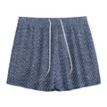 Vintage Blue Denim Jeans Print Mesh Shorts