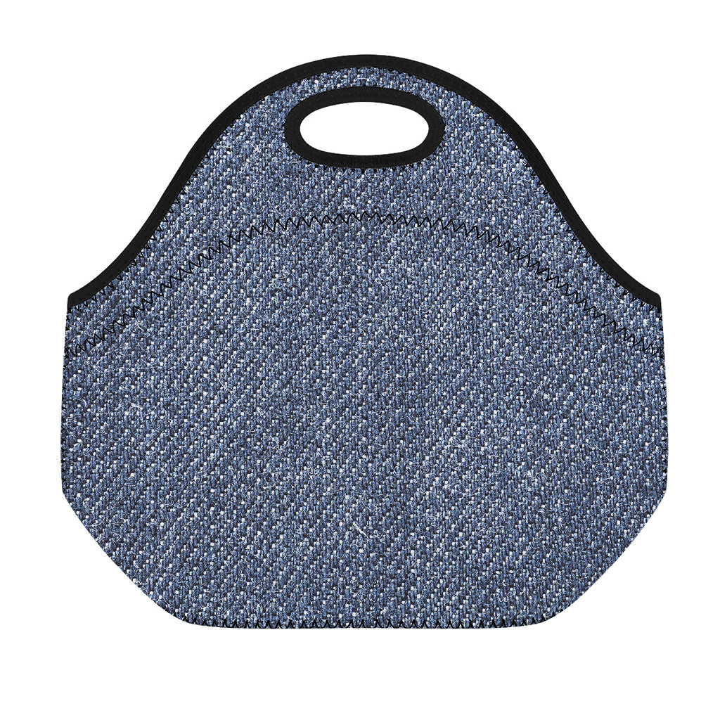 Vintage Blue Denim Jeans Print Neoprene Lunch Bag