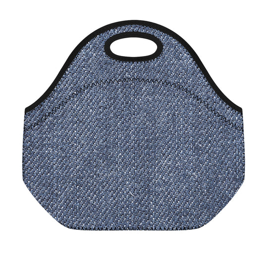 Vintage Blue Denim Jeans Print Neoprene Lunch Bag