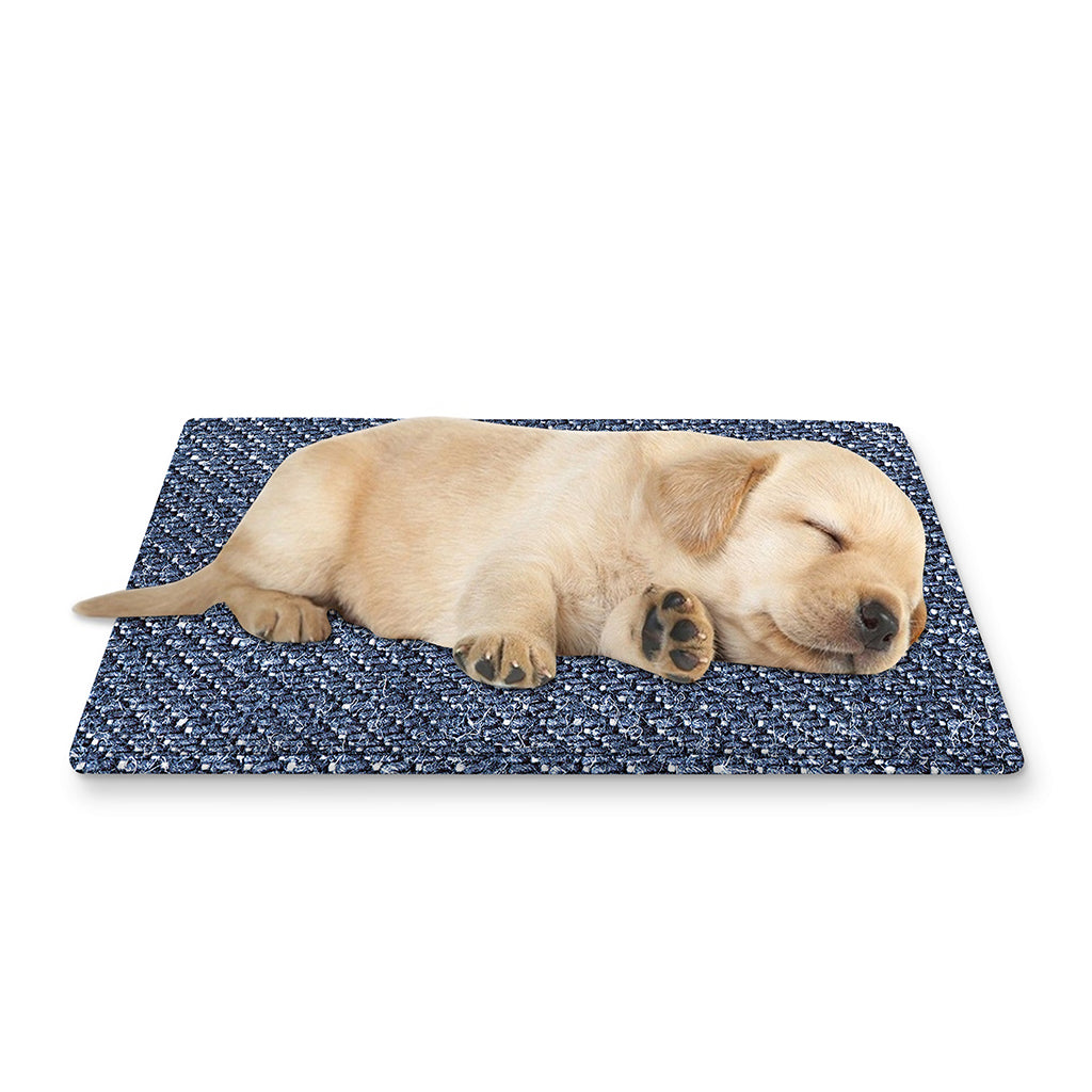 Vintage Blue Denim Jeans Print Pet Cooling Mat Cover