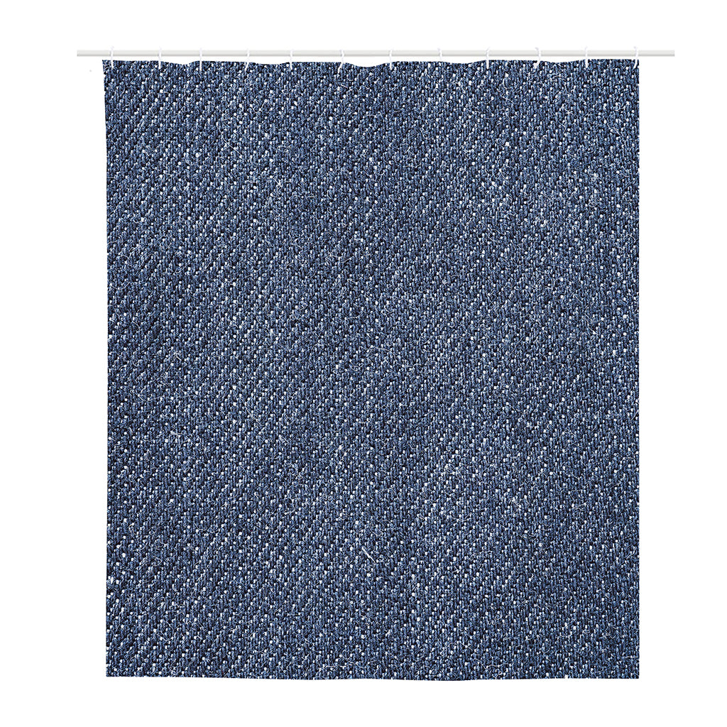 Vintage Blue Denim Jeans Print Polyester Shower Curtain
