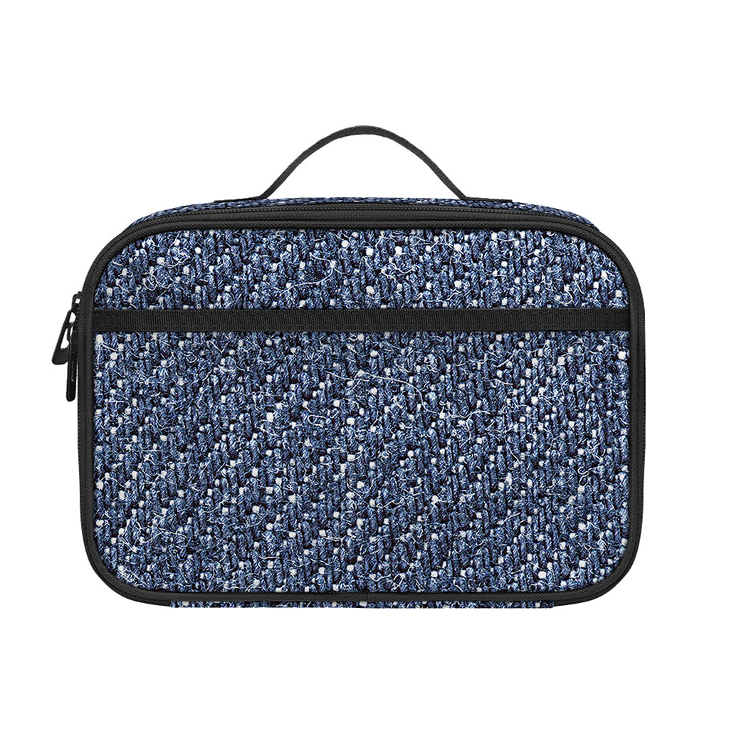 Vintage Blue Denim Jeans Print Portable Lunch Bag