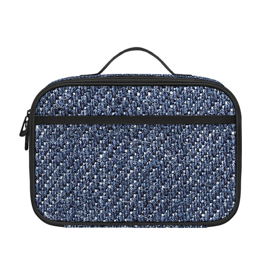 Vintage Blue Denim Jeans Print Portable Lunch Bag
