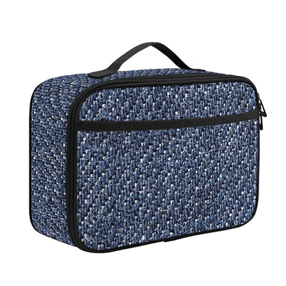 Vintage Blue Denim Jeans Print Portable Lunch Bag