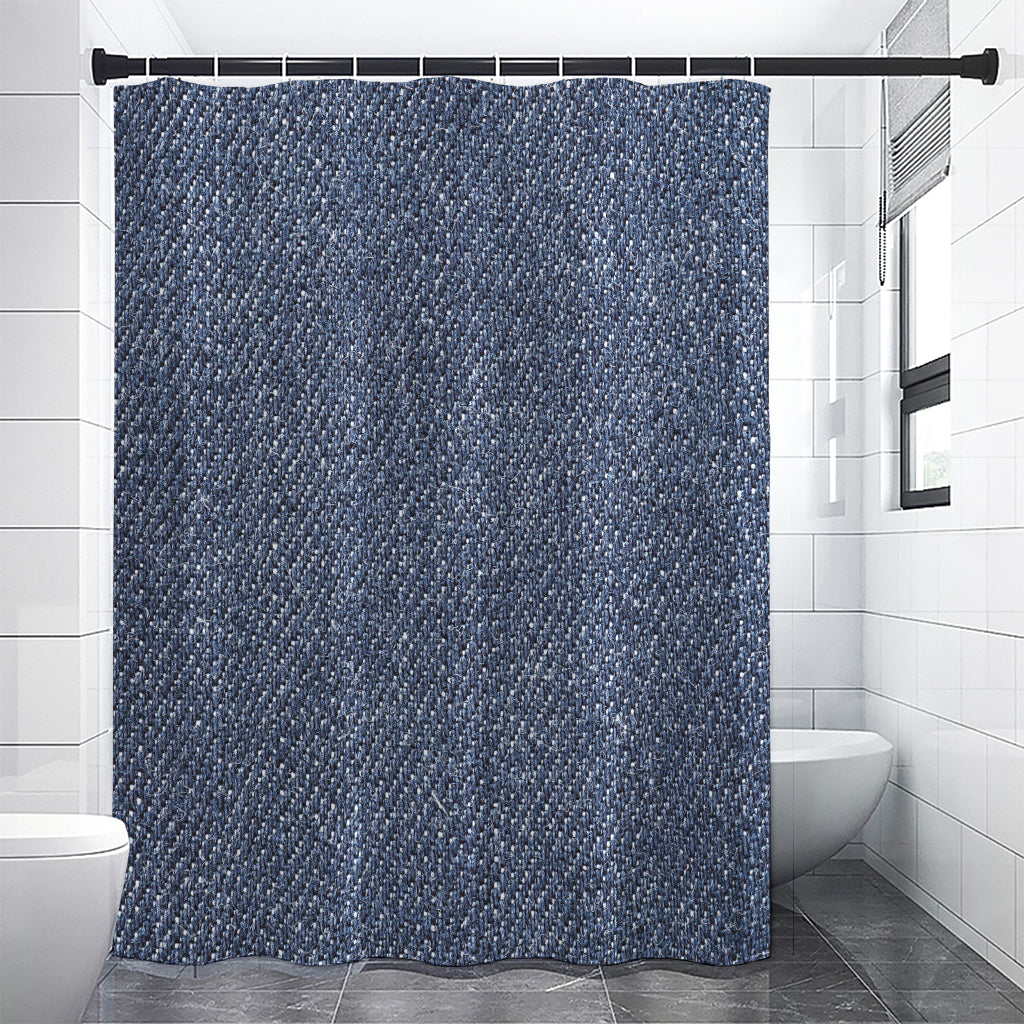 Vintage Blue Denim Jeans Print Premium Shower Curtain