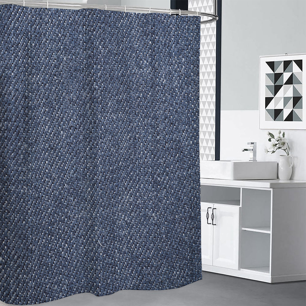 Vintage Blue Denim Jeans Print Premium Shower Curtain