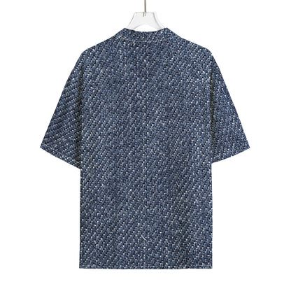Vintage Blue Denim Jeans Print Rayon Hawaiian Shirt