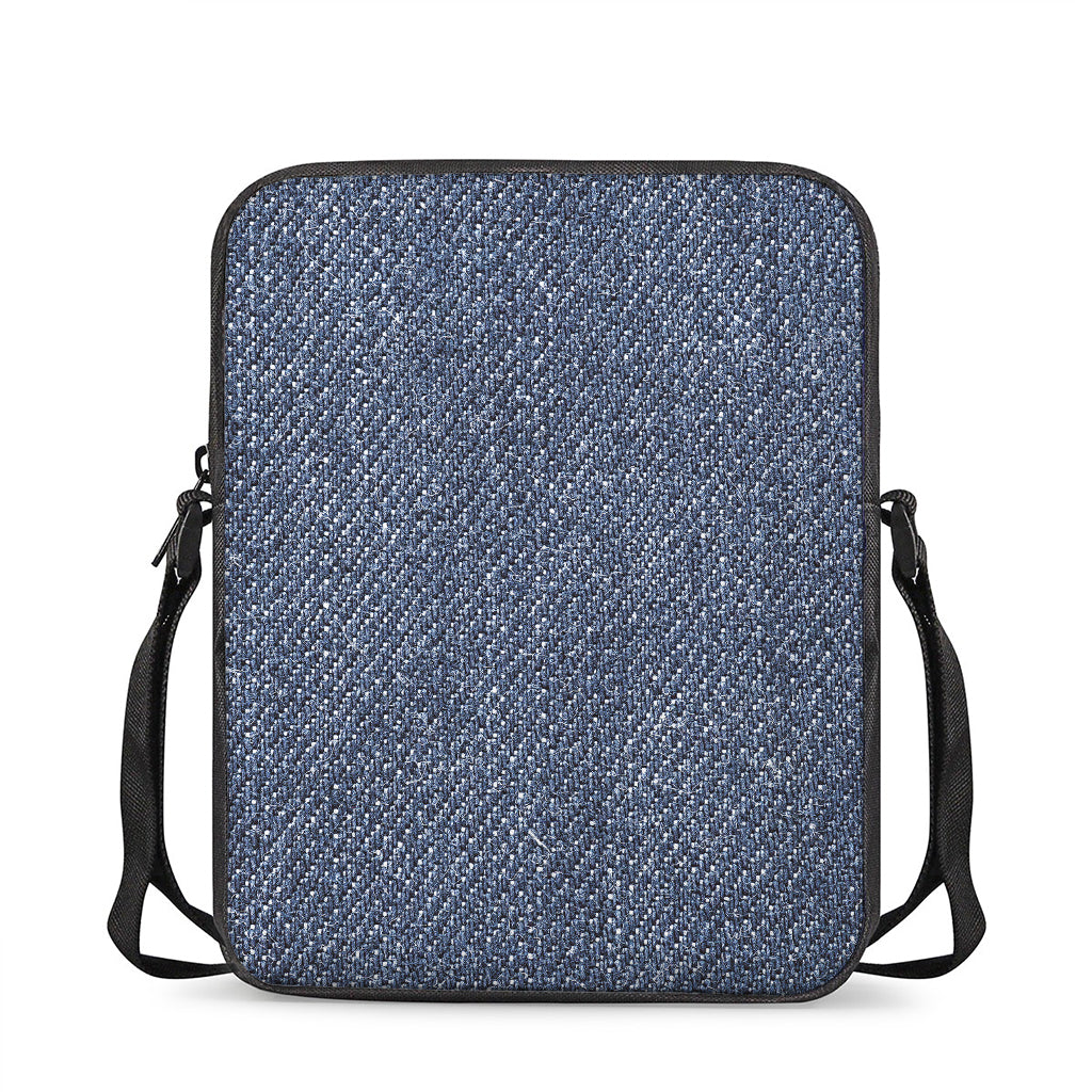 Vintage Blue Denim Jeans Print Rectangular Crossbody Bag