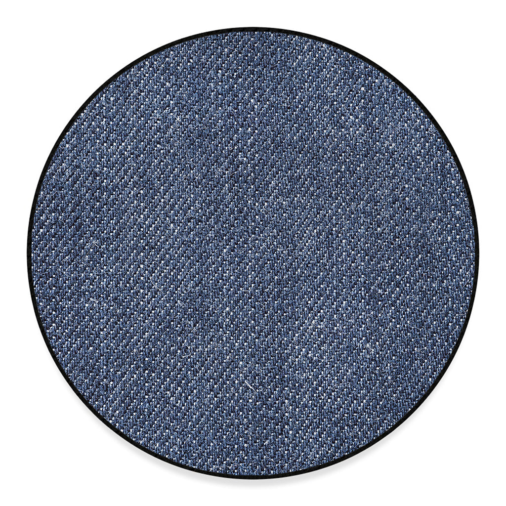Vintage Blue Denim Jeans Print Round Floor Mat