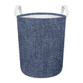 Vintage Blue Denim Jeans Print Round Laundry Basket