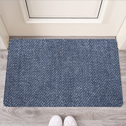 Vintage Blue Denim Jeans Print Rubber Doormat