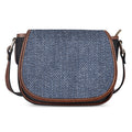 Vintage Blue Denim Jeans Print Saddle Bag