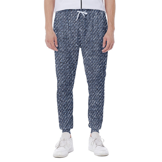 Vintage Blue Denim Jeans Print Scuba Joggers