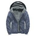 Vintage Blue Denim Jeans Print Sherpa Lined Zip Up Hoodie