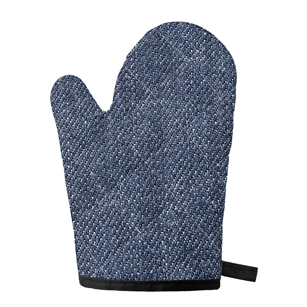 Vintage Blue Denim Jeans Print Single Oven Mitt