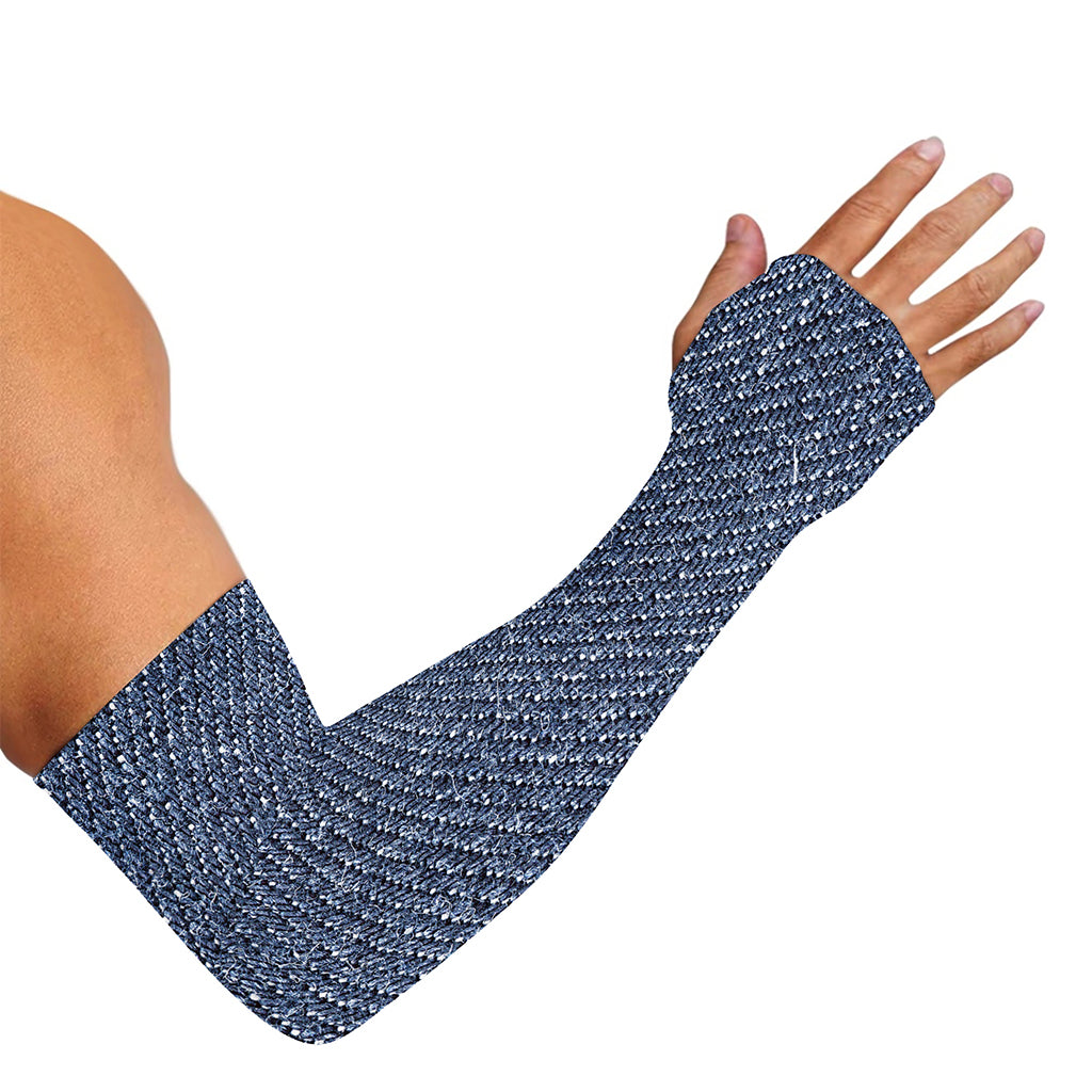 Vintage Blue Denim Jeans Print Sun Protection Arm Sleeves