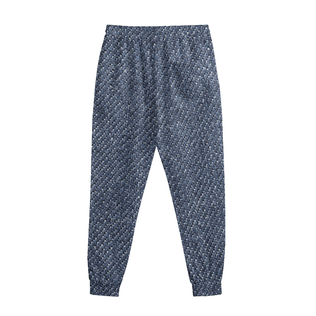 Vintage Blue Denim Jeans Print Sweatpants