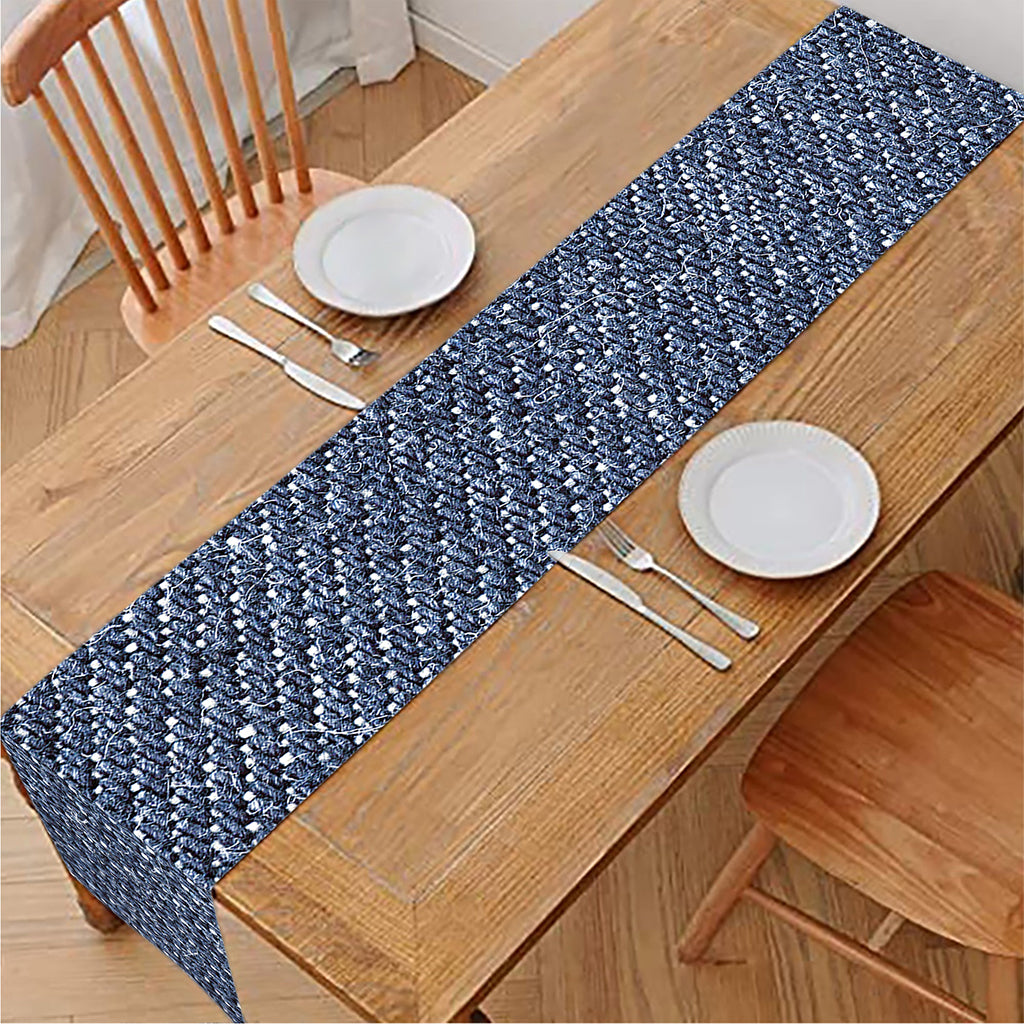 Vintage Blue Denim Jeans Print Table Runner