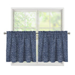 Vintage Blue Denim Jeans Print Tier Curtains