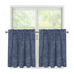 Vintage Blue Denim Jeans Print Tier Curtains