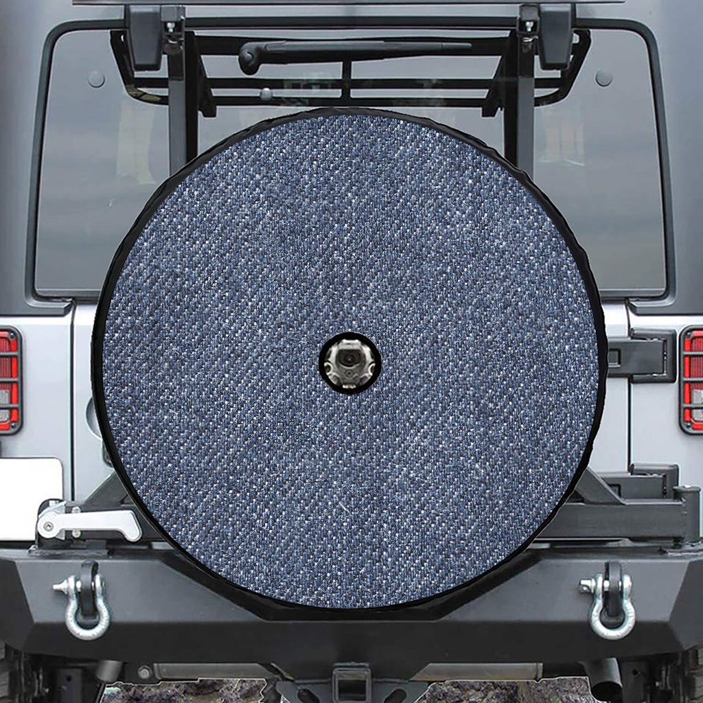 Vintage Blue Denim Jeans Print Tire Cover With Camera Hole