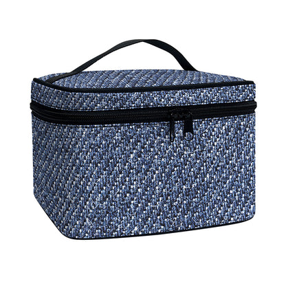 Vintage Blue Denim Jeans Print Travel Makeup Bag