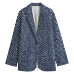 Vintage Blue Denim Jeans Print Women's Blazer