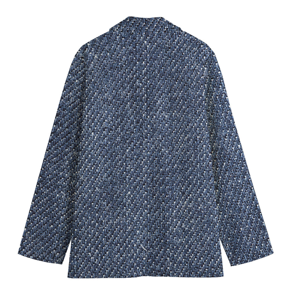 Vintage Blue Denim Jeans Print Women's Blazer