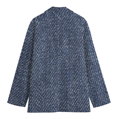 Vintage Blue Denim Jeans Print Women's Blazer