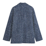Vintage Blue Denim Jeans Print Women's Cotton Blazer