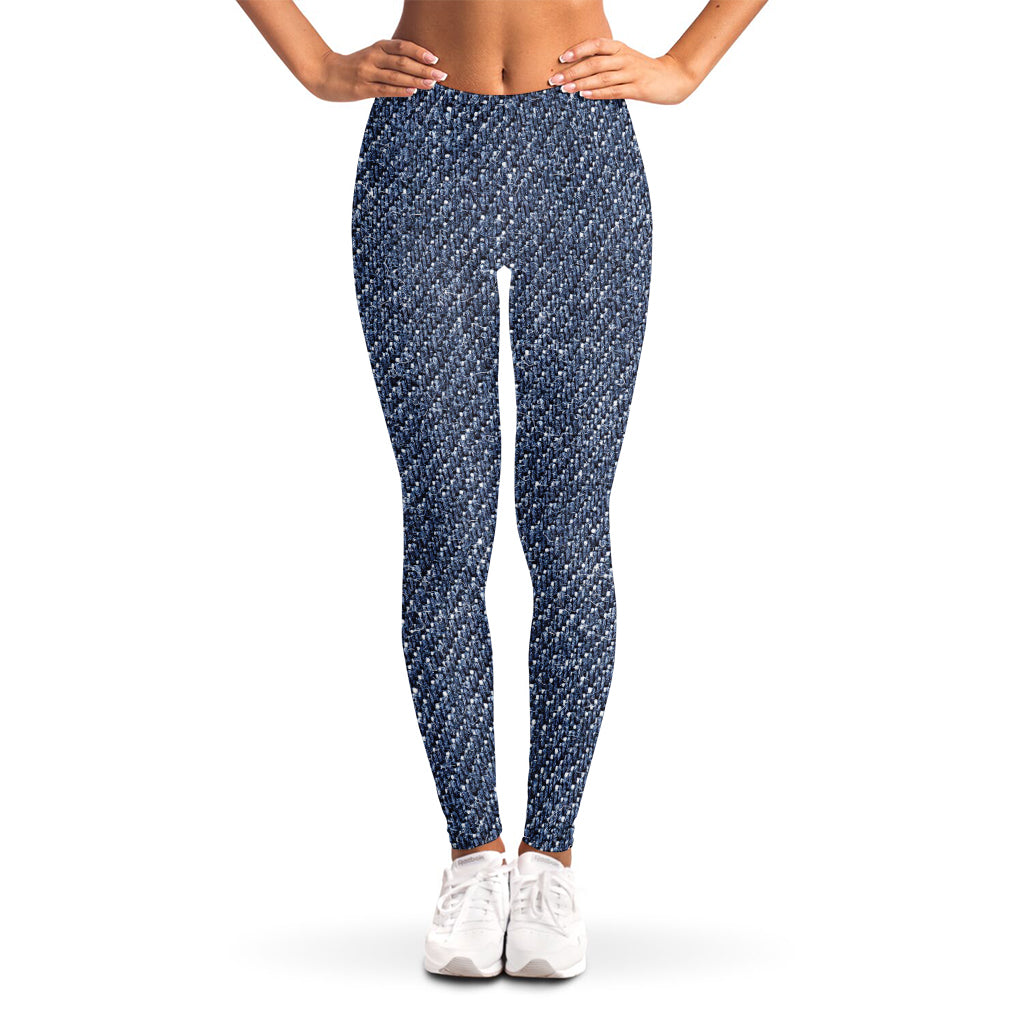 Vintage Blue Denim Jeans Print Women's Leggings