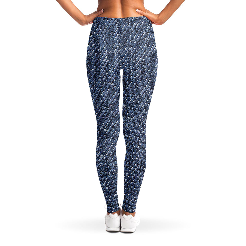 Vintage Blue Denim Jeans Print Women's Leggings