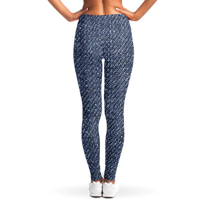 Vintage Blue Denim Jeans Print Women's Leggings