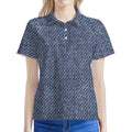 Vintage Blue Denim Jeans Print Women's Polo Shirt