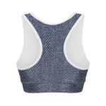 Vintage Blue Denim Jeans Print Women's Sports Bra