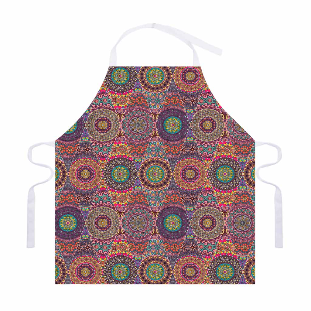 Vintage Bohemian Floral Mandala Print Adjustable Apron
