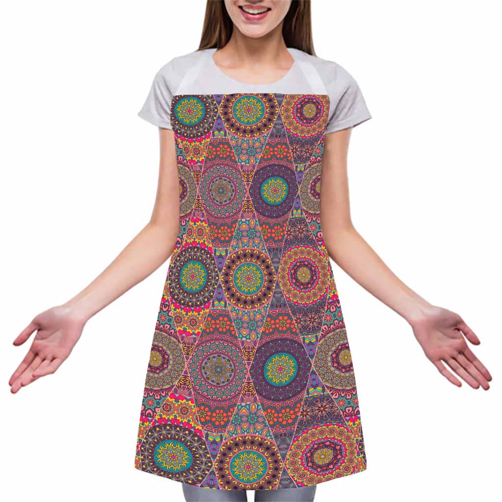 Vintage Bohemian Floral Mandala Print Adjustable Apron
