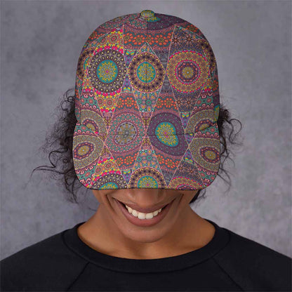 Vintage Bohemian Floral Mandala Print Baseball Cap