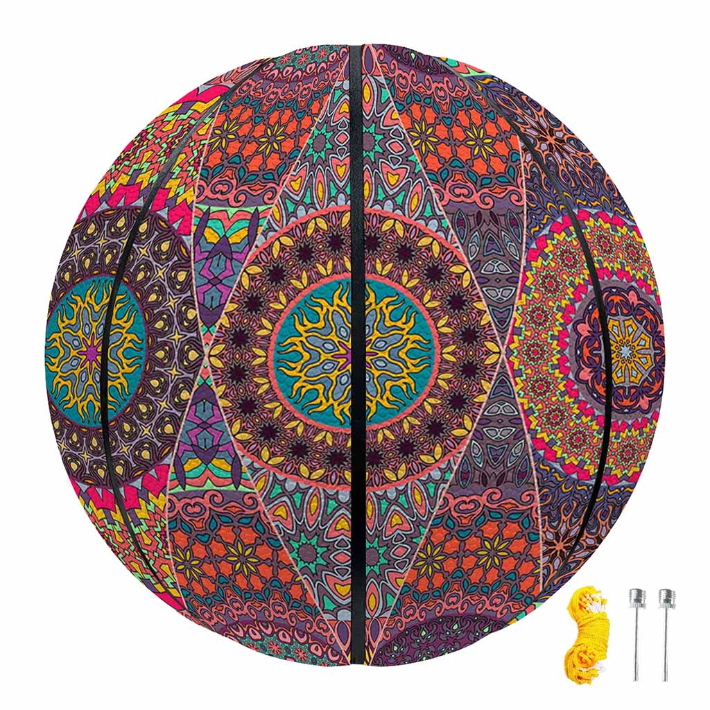 Vintage Bohemian Floral Mandala Print Basketball