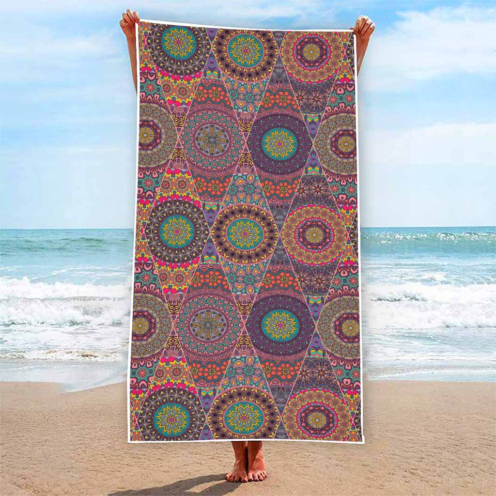 Vintage Bohemian Floral Mandala Print Beach Towel